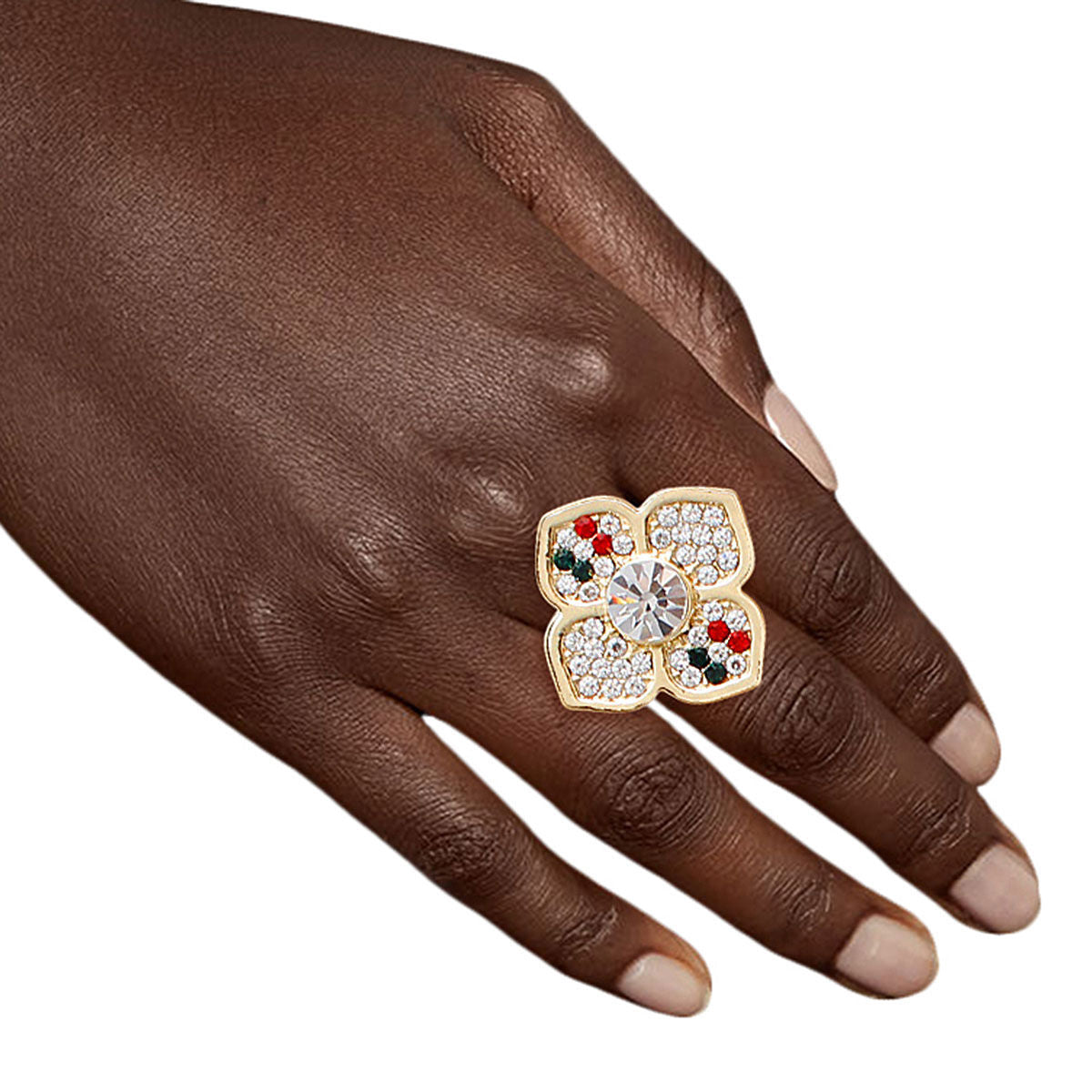 Luxury Statement Ring Striped Blossoms Stylish Chic Jewelry