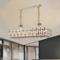 DecorBites™ 12-Bulb Gold Island Light with Clear Crystal Blocks – Contemporary Rectangular Hanging Lamp