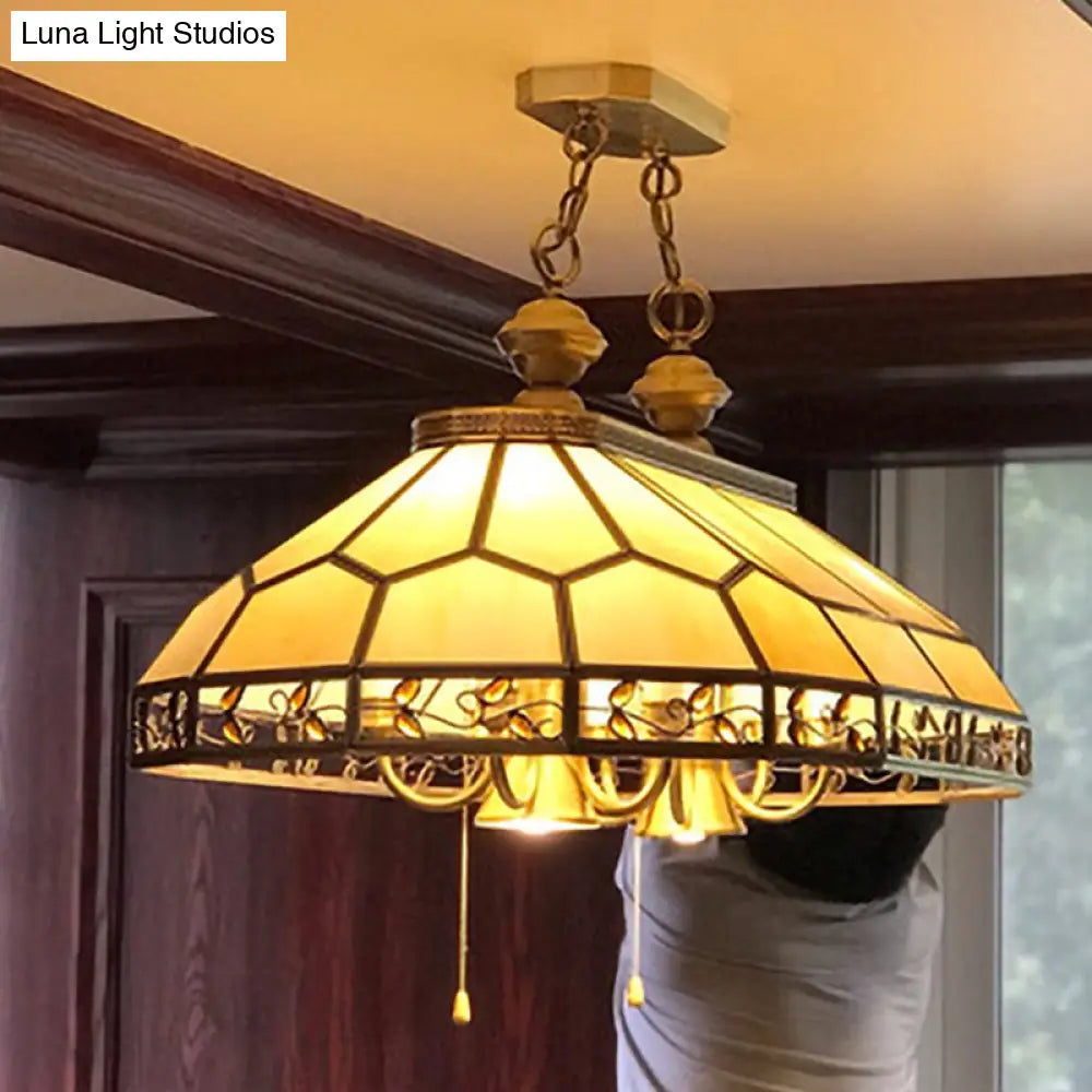 DecorBites™ 12 Bulbs Faceted Colonial Gold Island Lighting with Frosted Glass Suspension Lamp for Restaurants