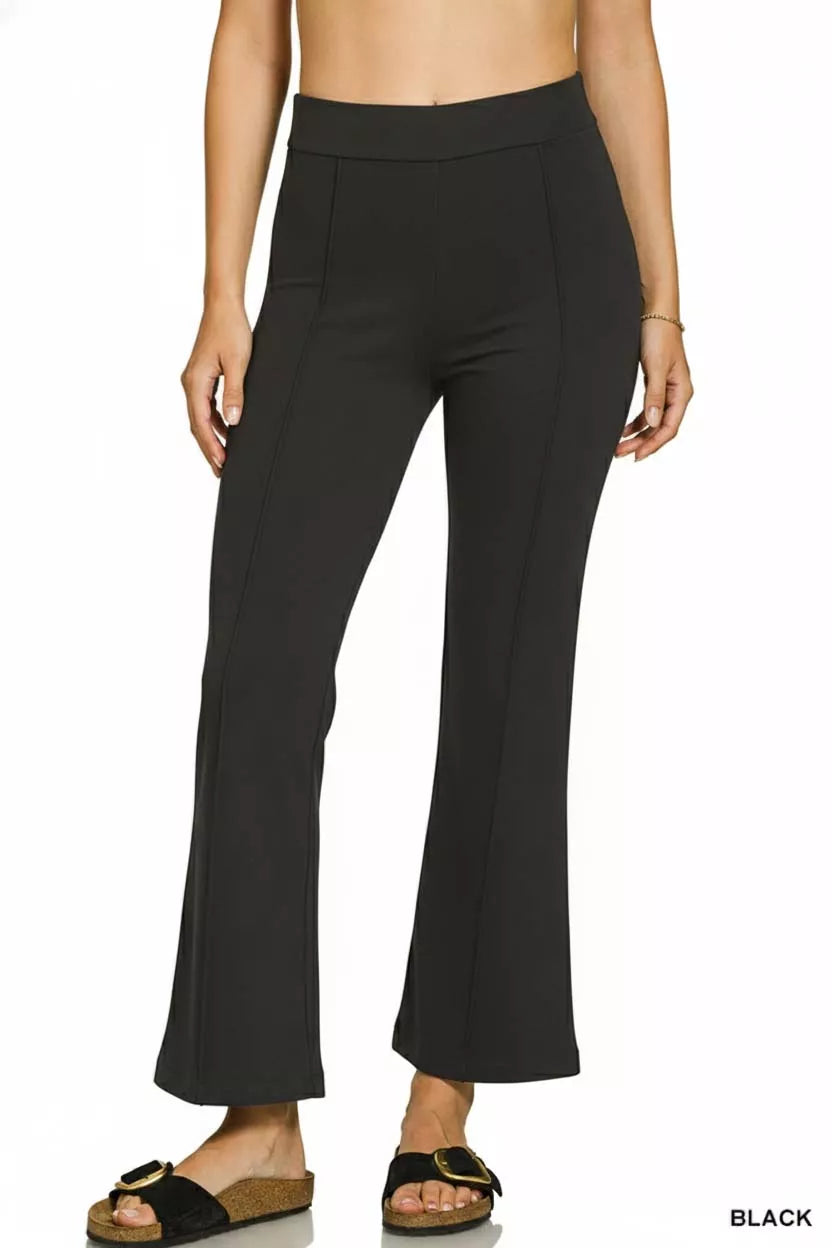Heavy Ponte Elastic Waistband Pintuck Pants