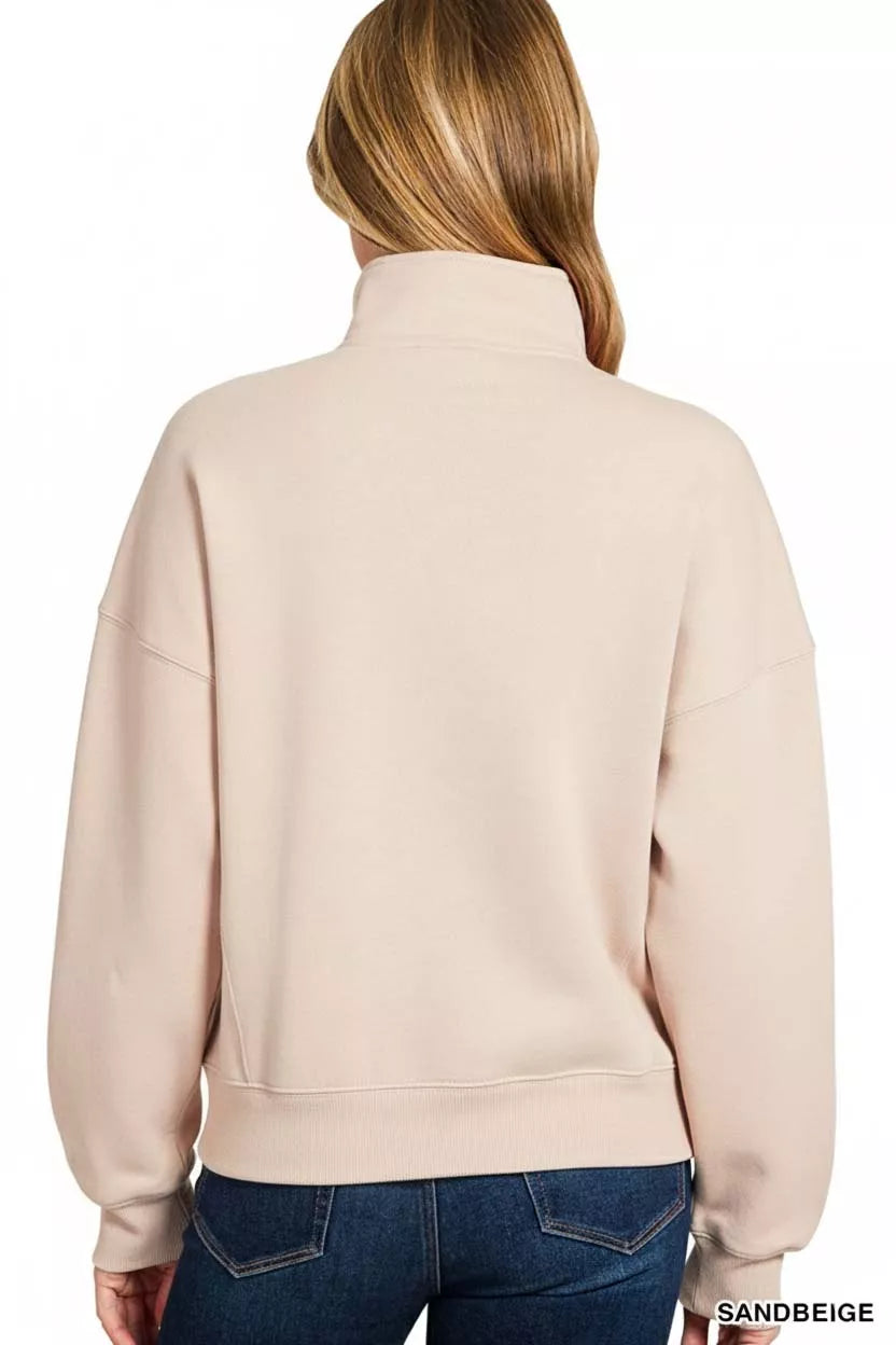 Fleece High Neck Half Zip Sweatshirt