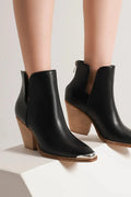 Fashion Pointed Metal-Tip Toe Block Heel Ankle Boots