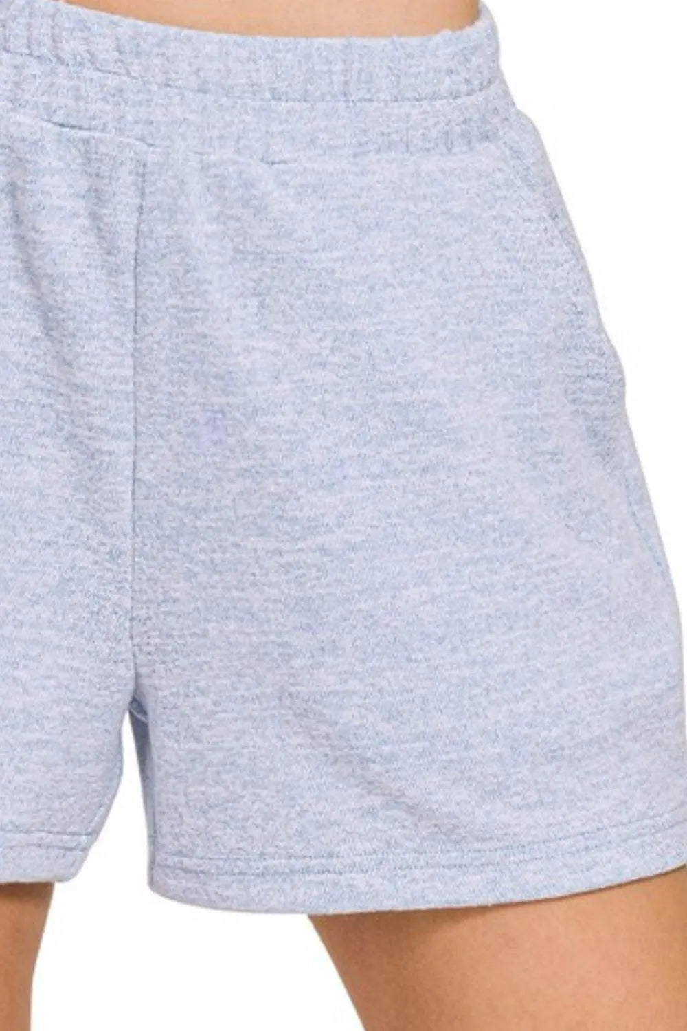 Soft Melange Hacci Elastic Waist Band Shorts