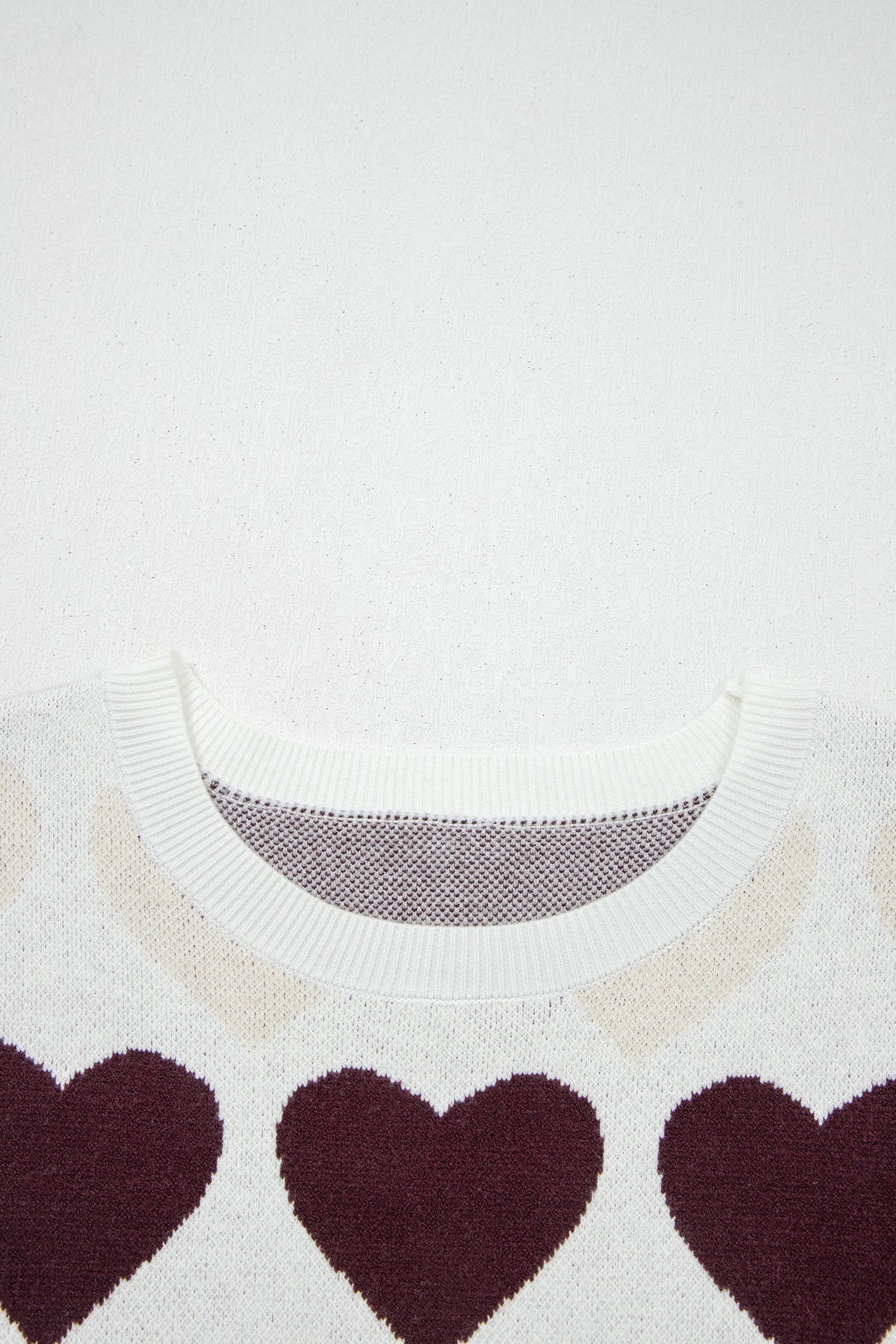 White Valentine Heart Short Sleeve Sweater