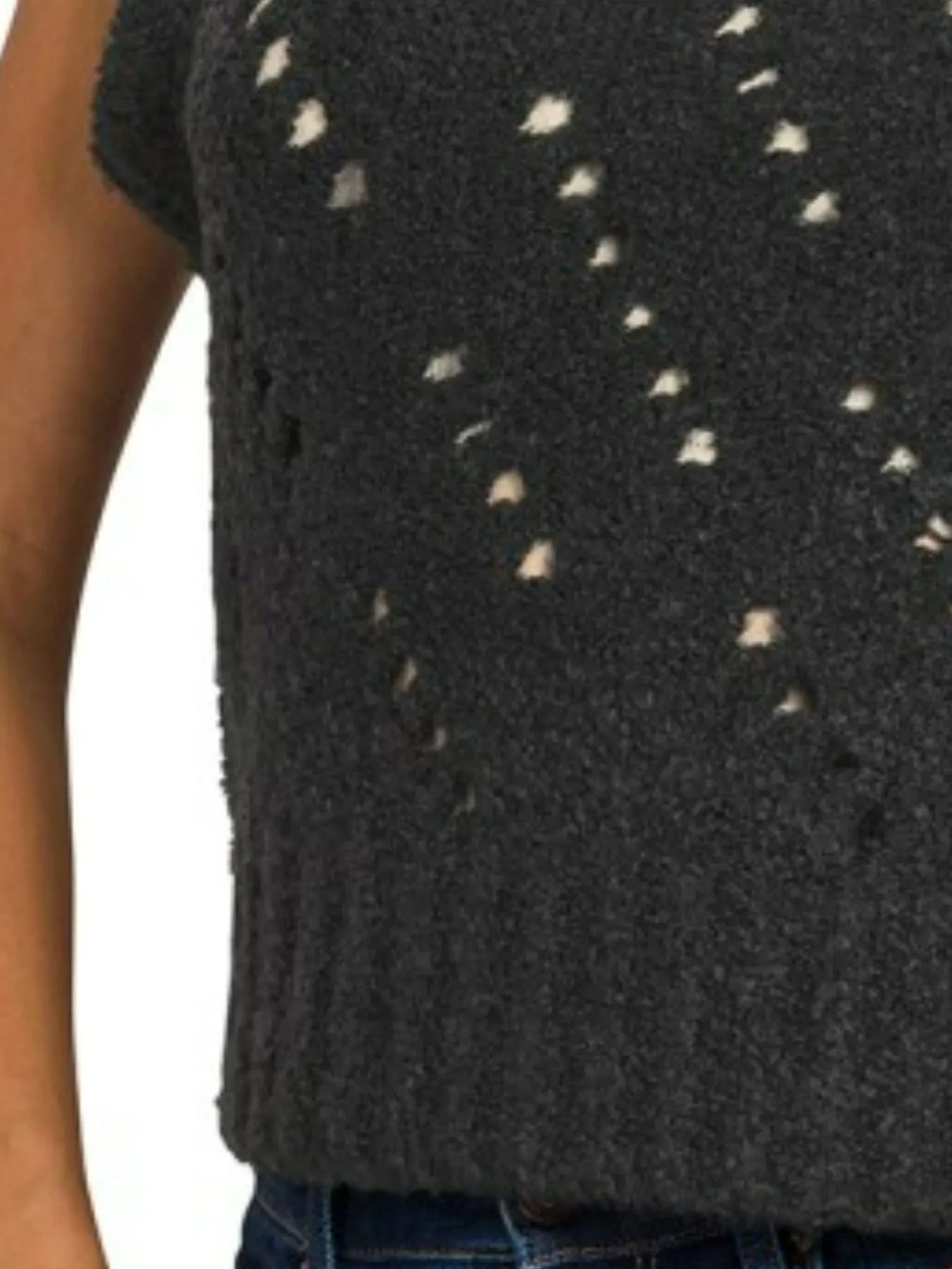 Openwork Textured Wool Sweater Vest
