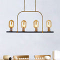DecorBites™ Modern Amber Glass 4-Light Hanging Ceiling Lamp with Metallic Frame - Bulb-Like Island Lighting