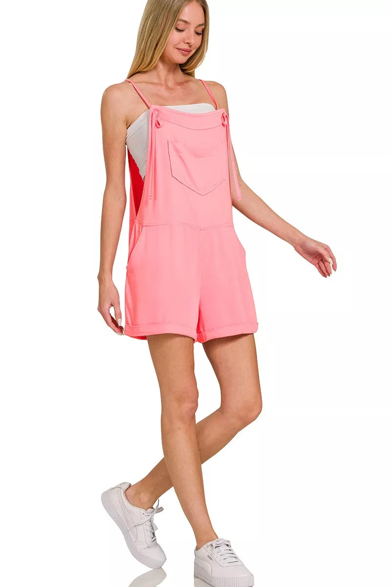 Rayon Woven Romper With Tie Knot Strap