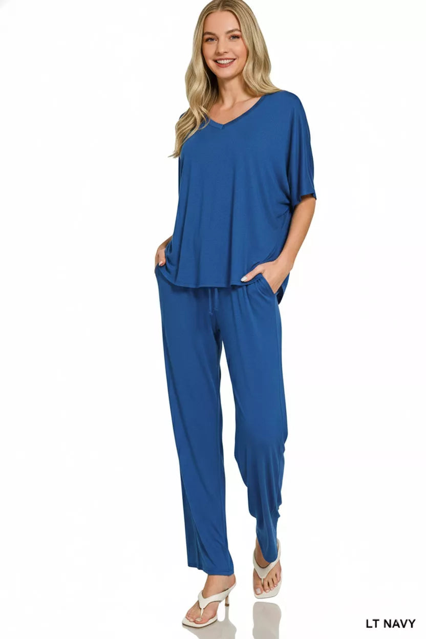 V-neck Oversized Top & Pants Set