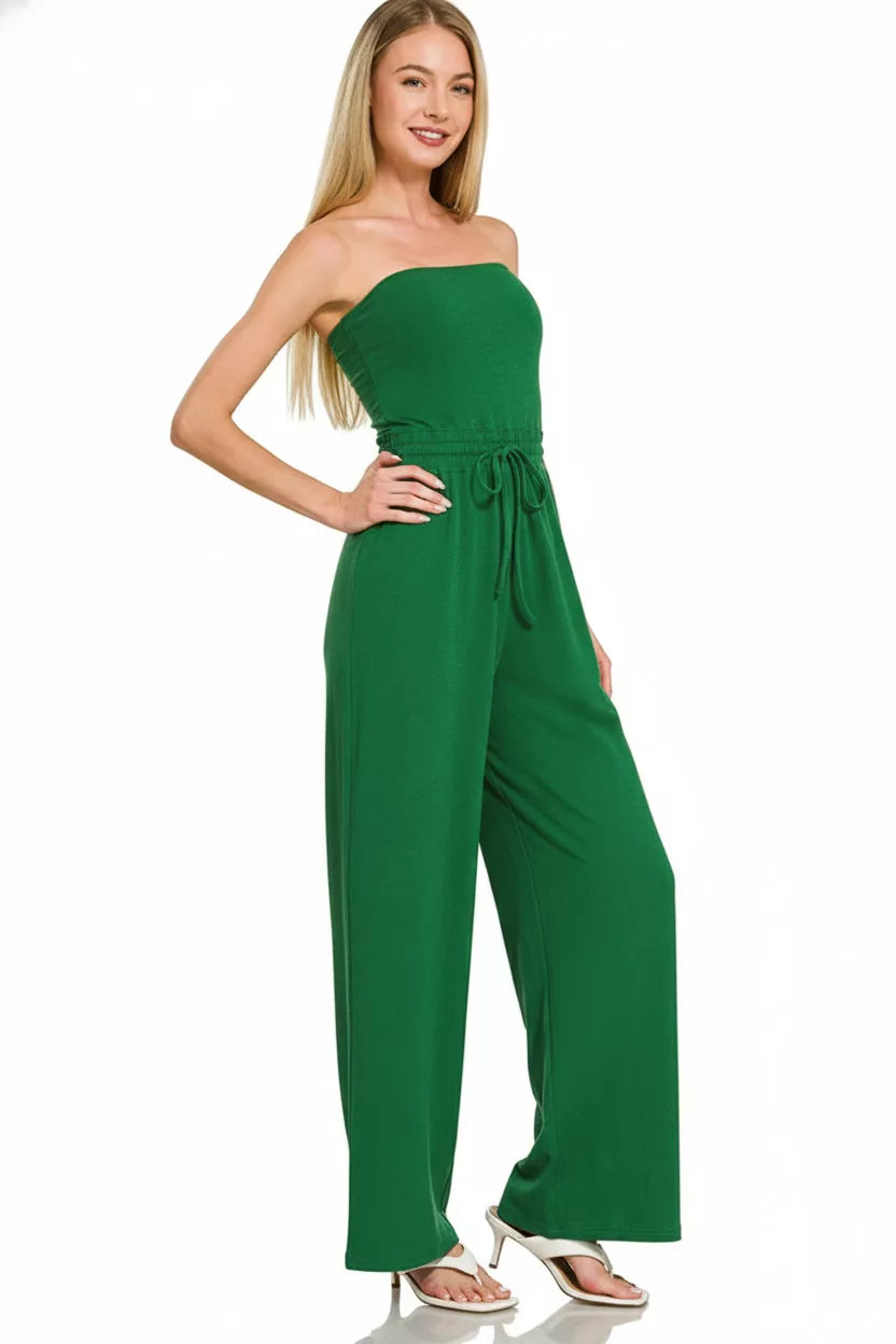Tube Top Jumpsuit with Drawstring Waist