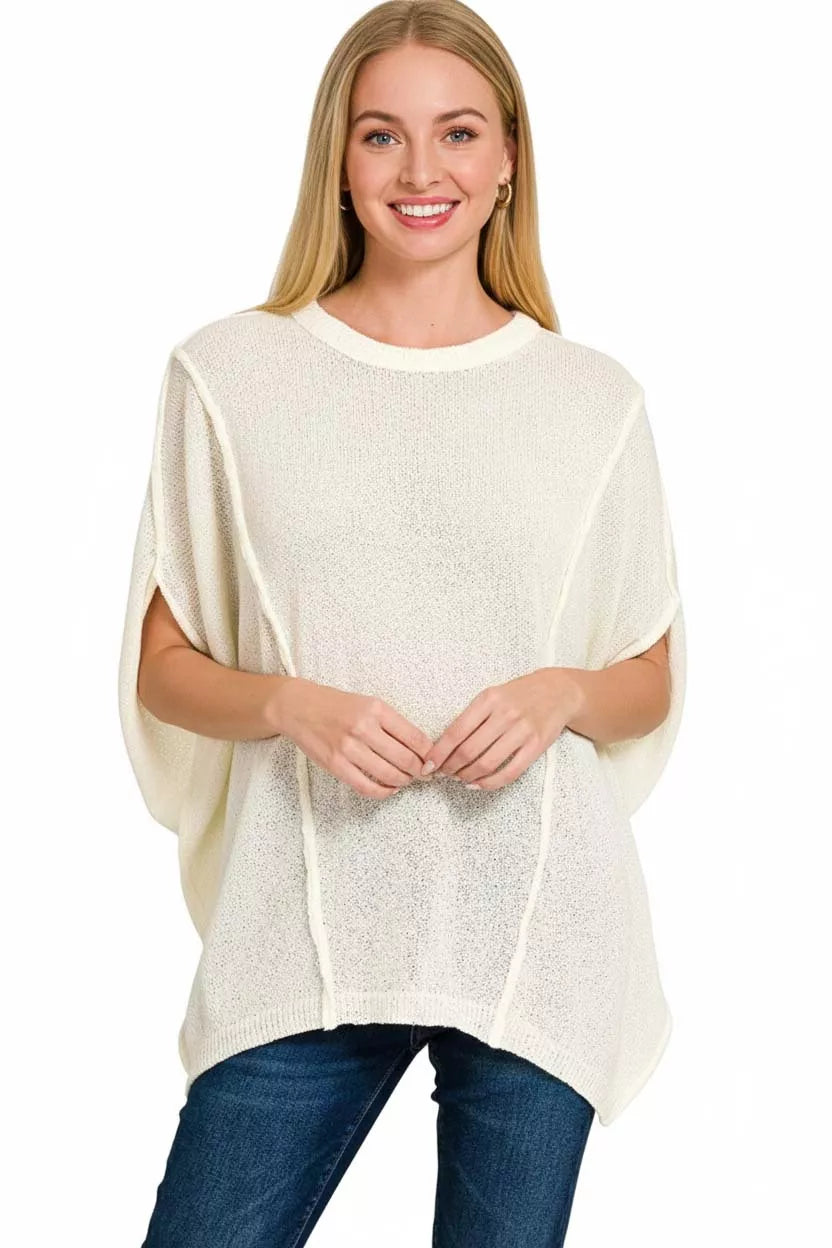 Drop Shoulder Short Sleeve Knit Top