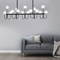 DecorBites™ 15-Light Black Ceiling Light: Modern Clear Glass Globe Pendant with Adjustable Hanging Cord