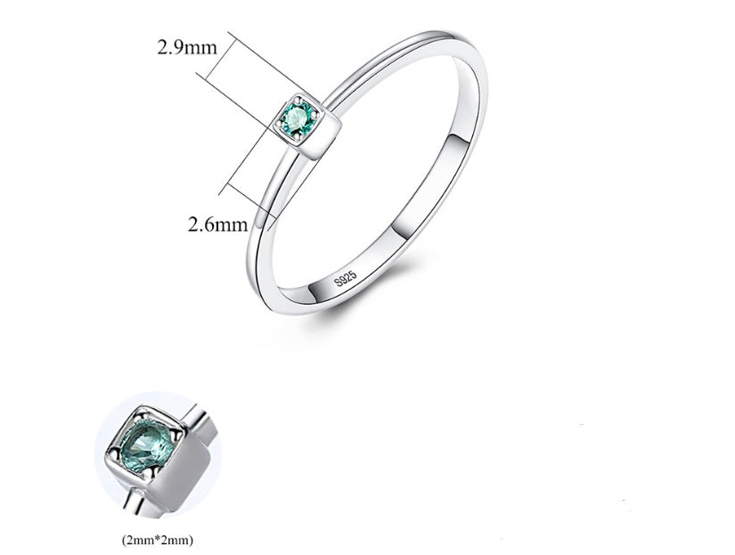 S925 sterling silver gemstone ring