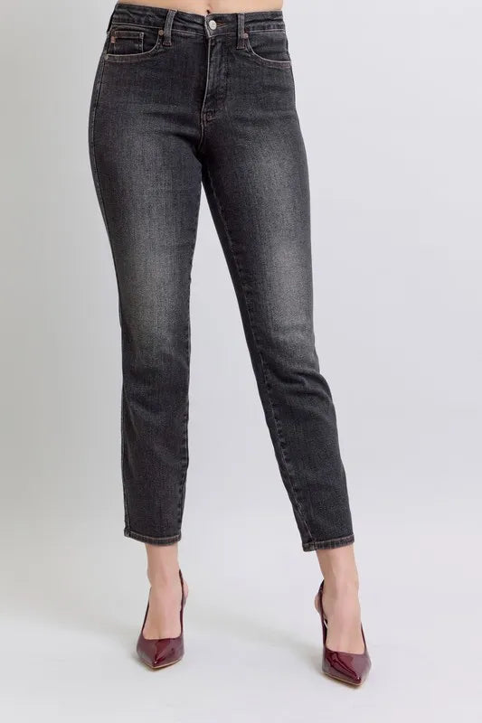 Full Size Mid Rise Tummy Control Slim Jeans Plus Size