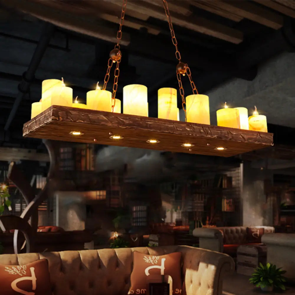 DecorBites™ 16-Light Yellow Restaurant Pendant Lighting with Wood Candlestick Island Light Fixture