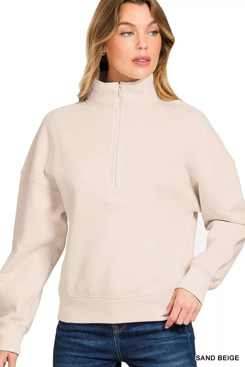 Fleece High Neck Half Zip Sweatshirt