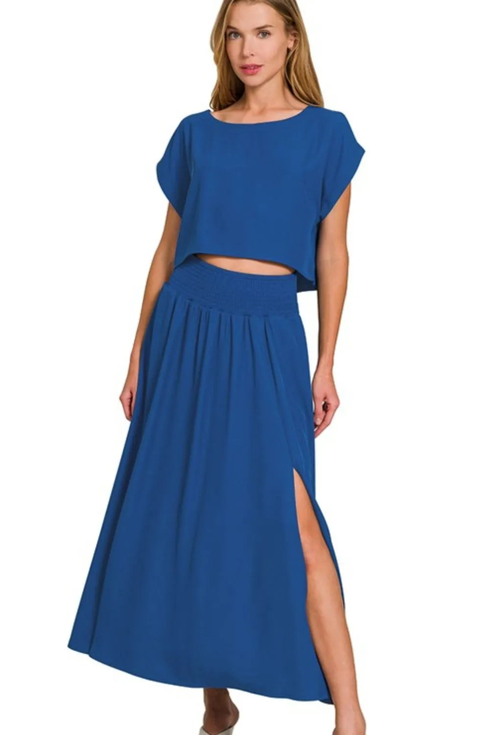 Heavy Woven Span Crop Tee & Skirt Set