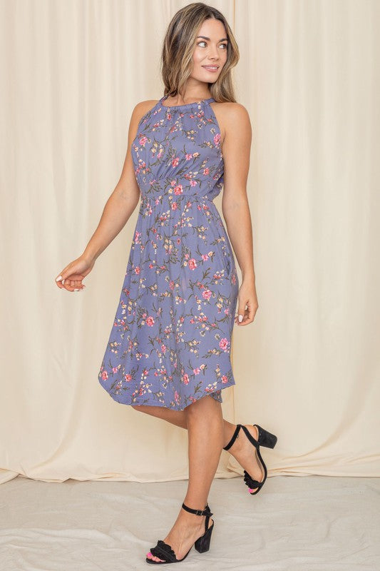 Floral Halter Top Midi Dress See size chart under “more details”