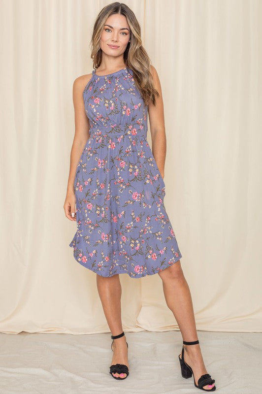 Floral Halter Top Midi Dress See size chart under “more details”