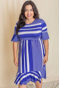 Plus Mix Stripe Ruffle Midi Dress See size chart under “more details”