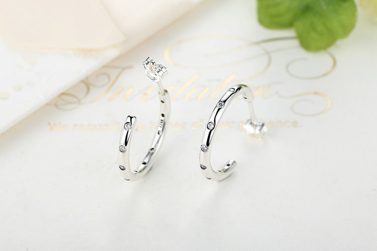 Simple classic zircon s925 silver earrings