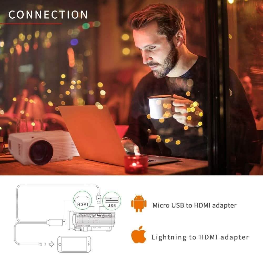 170'' Display, 1080P Supported Mini Projector - Assorted Colors