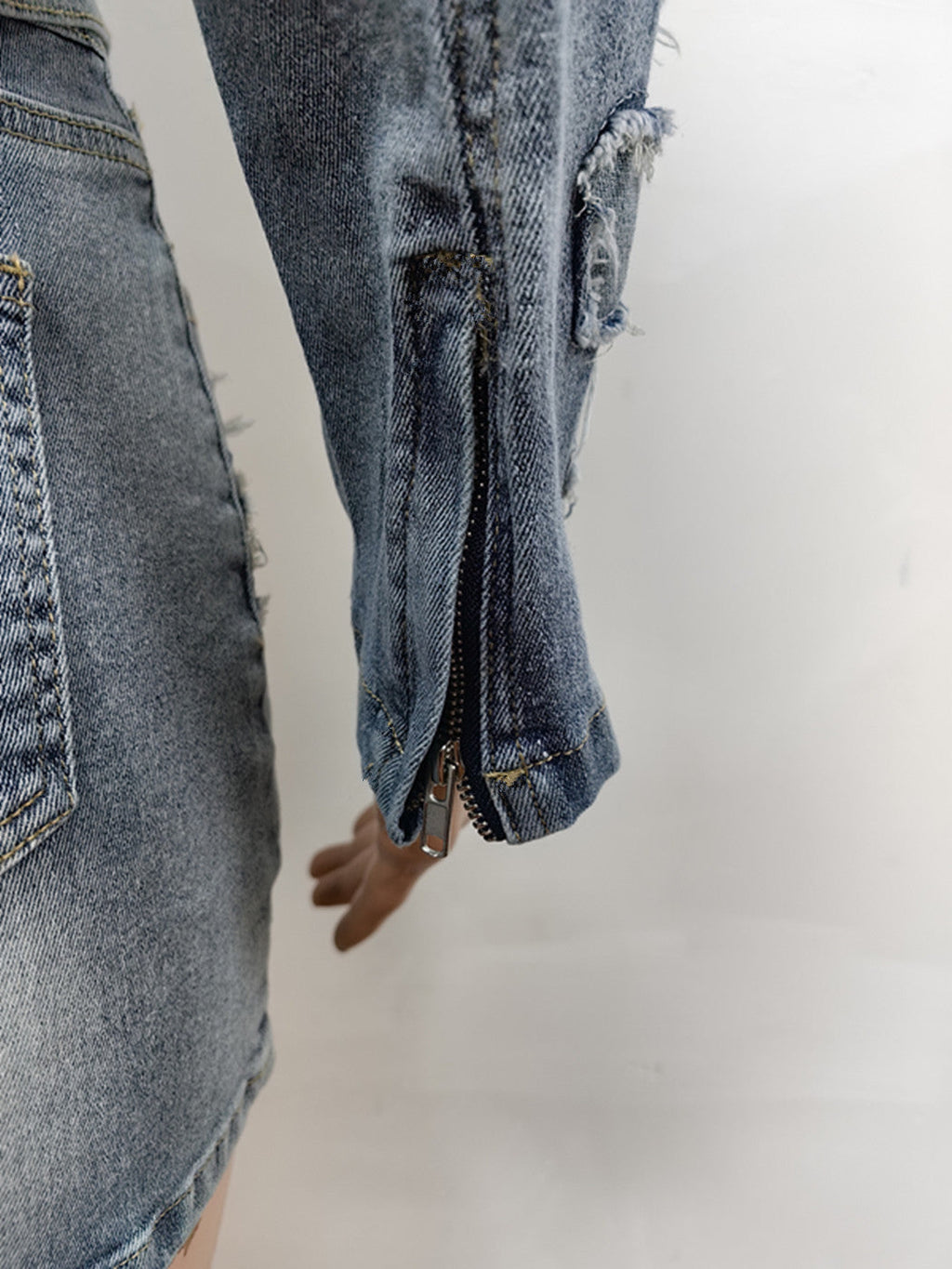 Denim Embroidered Short Skirt Jacket Suits Suit See size chart under “more details”