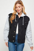 Women's Denim  Jacket with Fleece Hoodies See size chart under “more details”