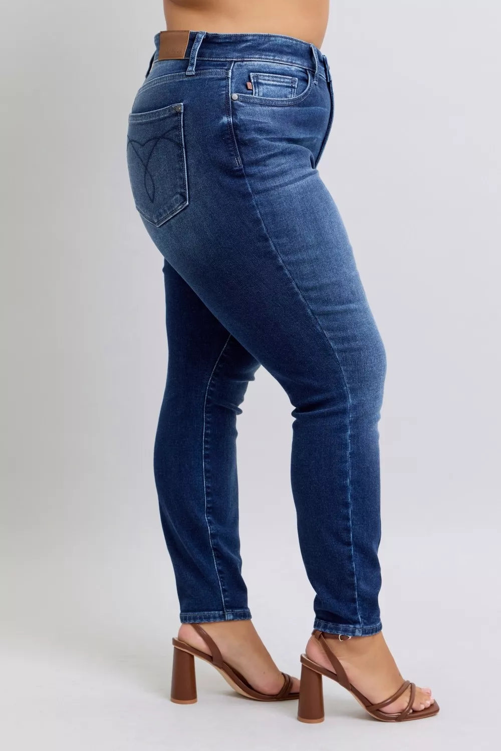 Full Size Washed Thermal Skinny Jeans Plus Size