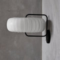 DecorBites™ Modern 3-Light Gathered Fabric Pumpkin Wall Lamp with Squared Arm - Black-White Sconce