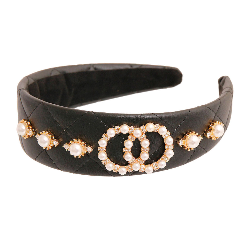 Headband Black Pearl Elegance Stylish Statement Accessory