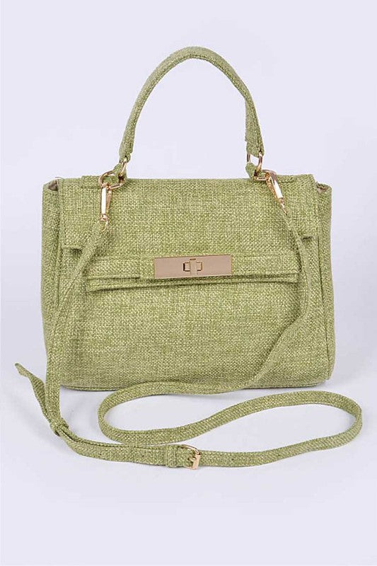 Top Handle Linen Bag Colorful Stylish Fashion Handbag