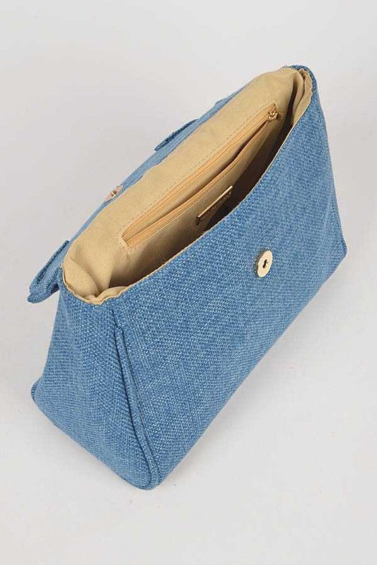 Top Handle Linen Bag Colorful Stylish Fashion Handbag
