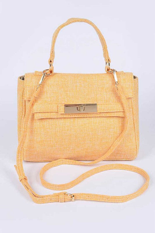 Top Handle Linen Bag Colorful Stylish Fashion Handbag