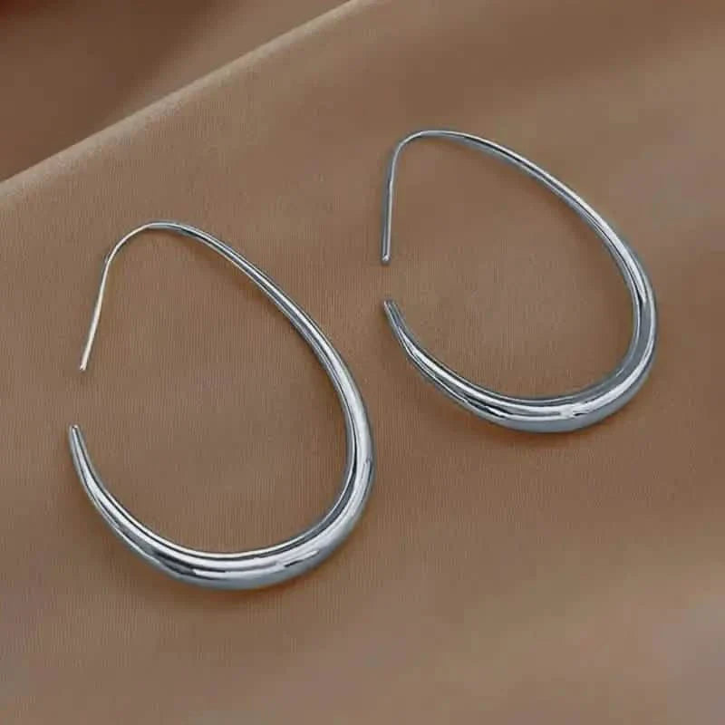 18K Gold Plated Glossy Minimalist Water Drop Design Hoop Earrings Copper