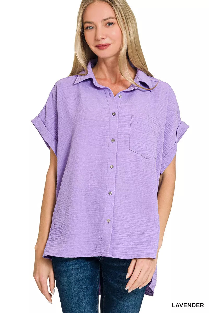 Woven Airflow Button Down Shirt