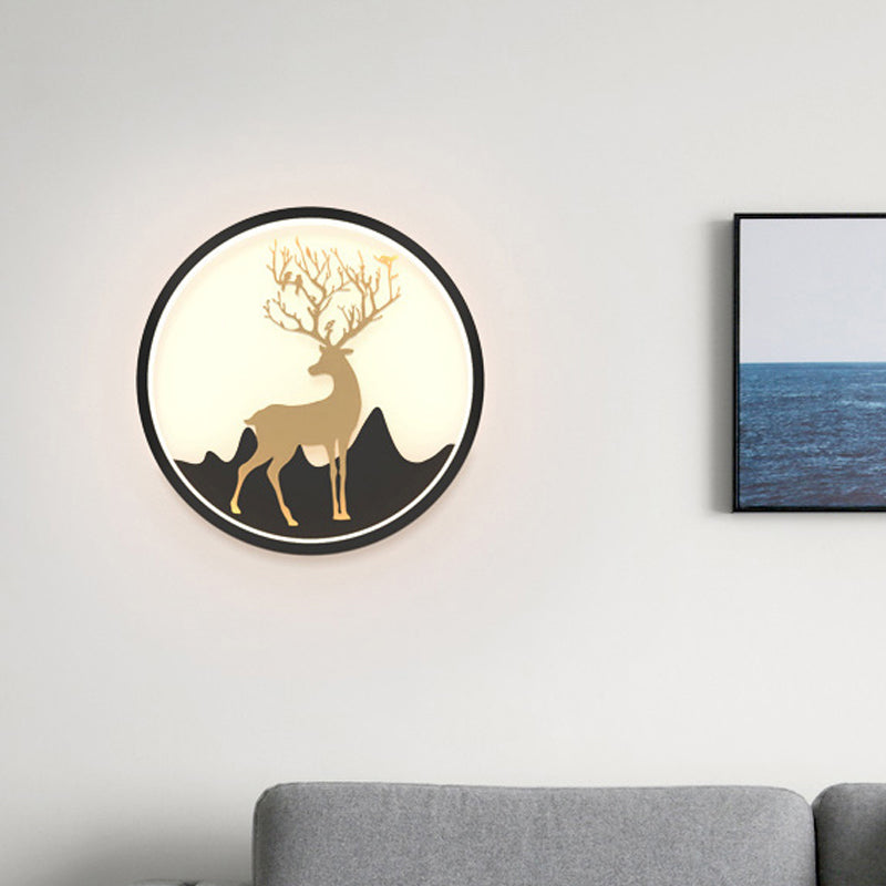 DecorBites™ Nordic Metallic Black/White-Gold LED Circle Wall Sconce Light: Warm/White Glow for Bedroom
