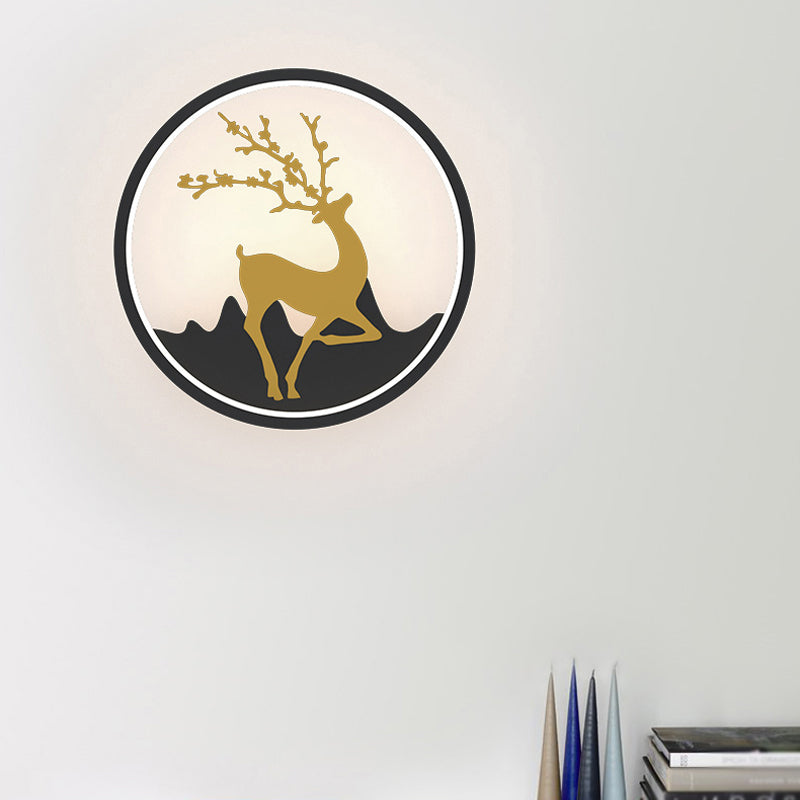 DecorBites™ Nordic Metallic Black/White-Gold LED Circle Wall Sconce Light: Warm/White Glow for Bedroom