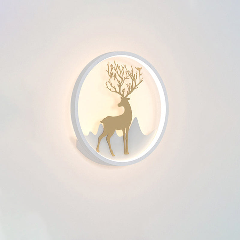 DecorBites™ Nordic Metallic Black/White-Gold LED Circle Wall Sconce Light: Warm/White Glow for Bedroom
