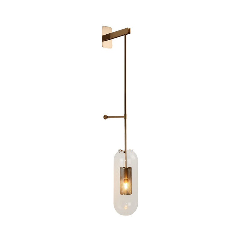 DecorBites™ Gold Metal Wall Lamp with Postmodern Design and 1 Light for Living Rooms