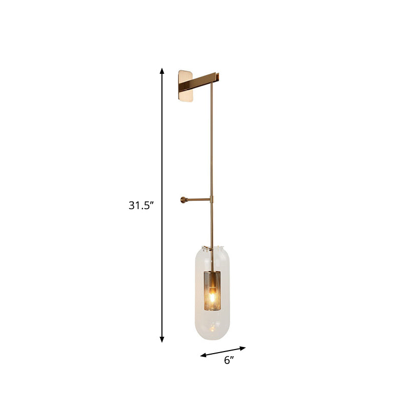 DecorBites™ Gold Metal Wall Lamp with Postmodern Design and 1 Light for Living Rooms