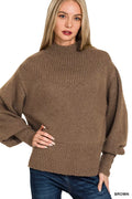 I am a Fashion Junky Balloon Sleeve Mock Neck Sweater