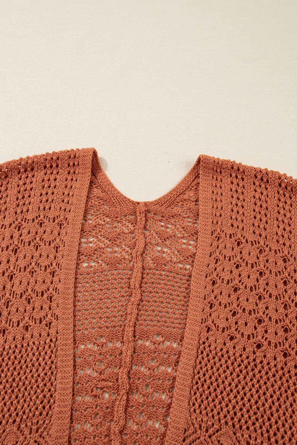 Redwood Burl Mixed Pattern Knitted Open Front Plus Cardigan