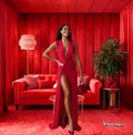 New sexy long Low-cut V-neck High Slit dress for women