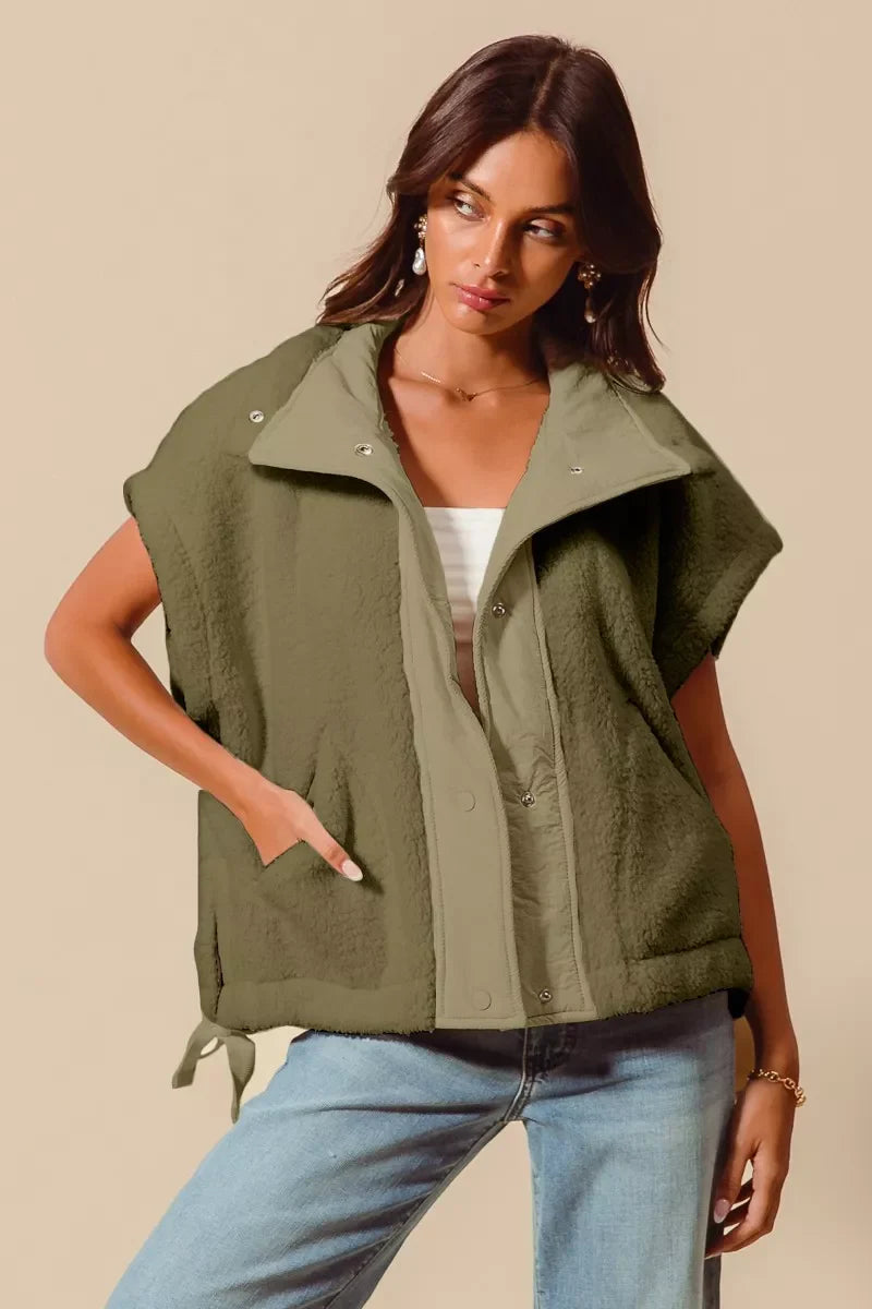 Over Sized Soft Sherpa Fur Sleeveless Vest Jacket