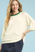 I am a Fashion Junky Ribbed Knit Top with Contrast Trim