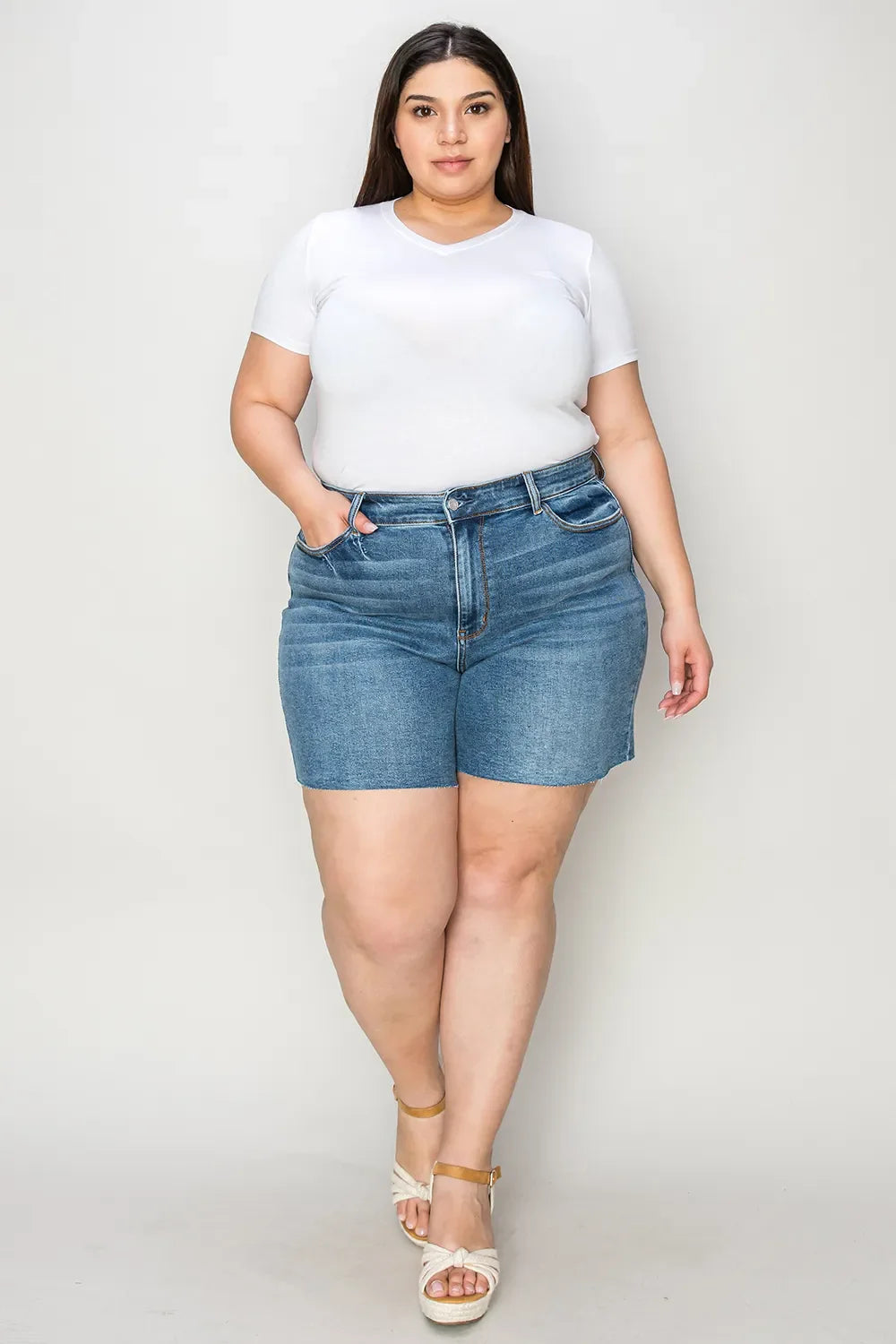 Full Size High Waist Slim Denim Shorts