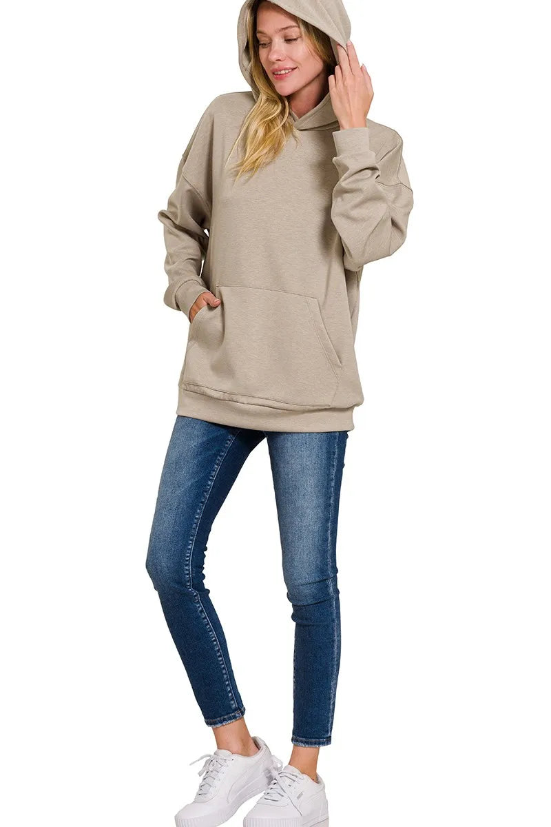 Oversized Scuba Hoodie with Kangaroo Pocket