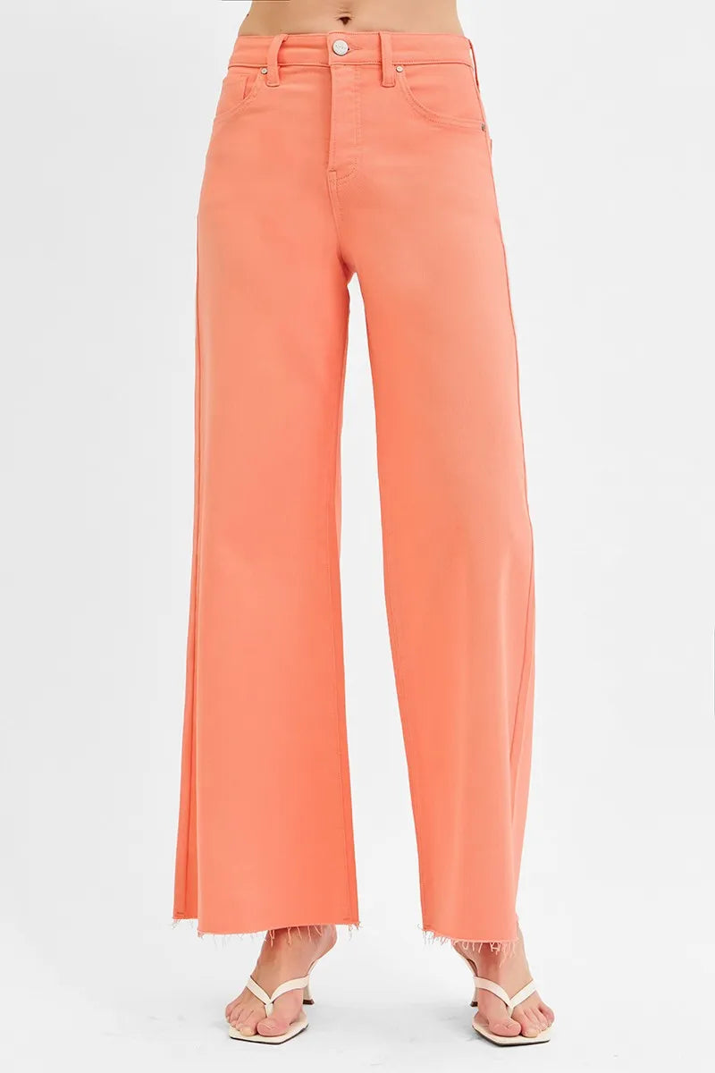 Full Size Tummy Control High Rise Wide Leg Palazzo Jeans Plus Size