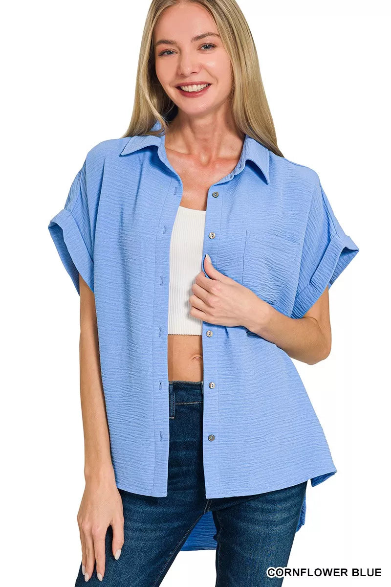 Woven Airflow Button Down Shirt