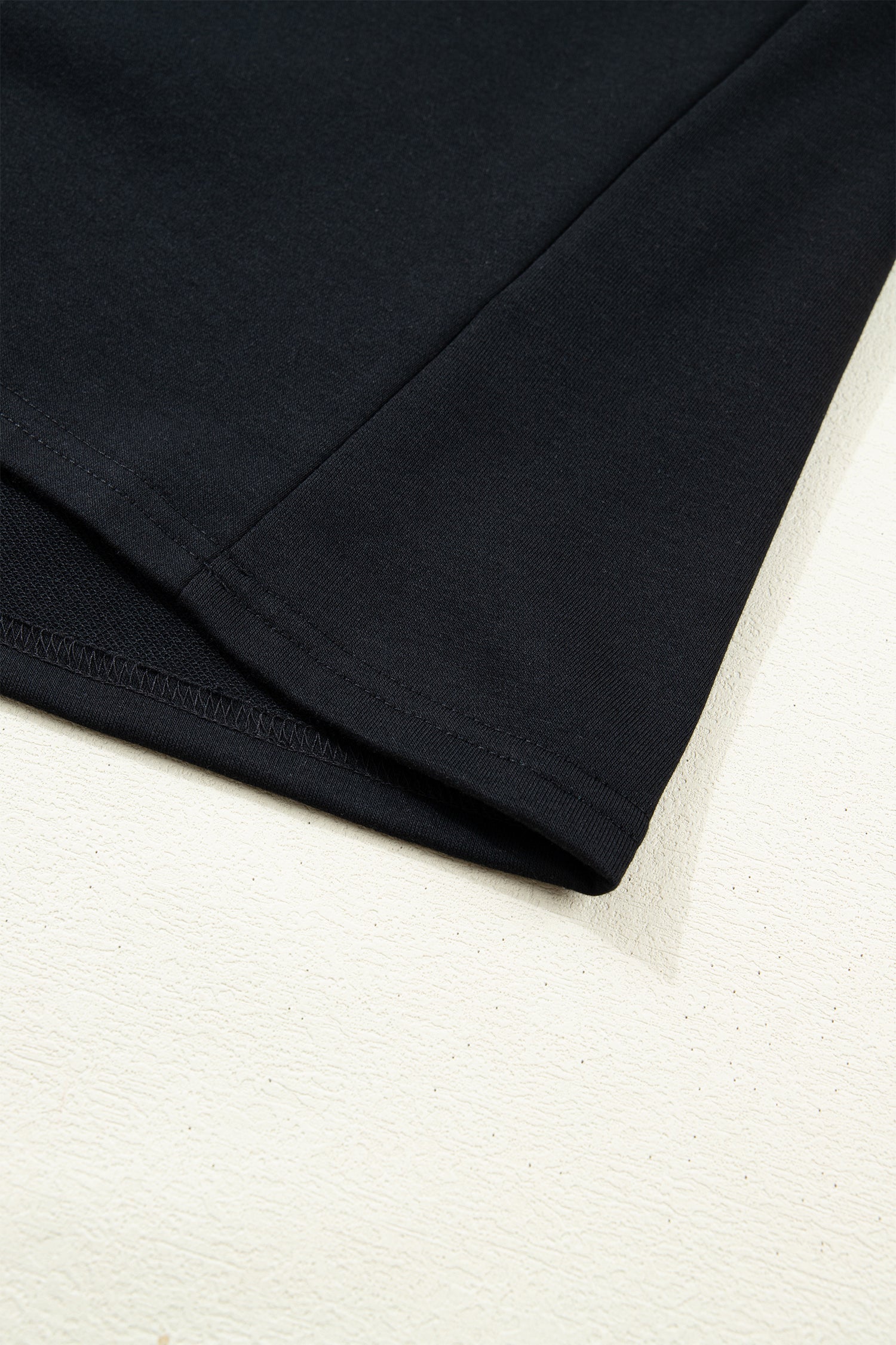 Black Solid Color Dropped Shoulder Long Sleeve Top